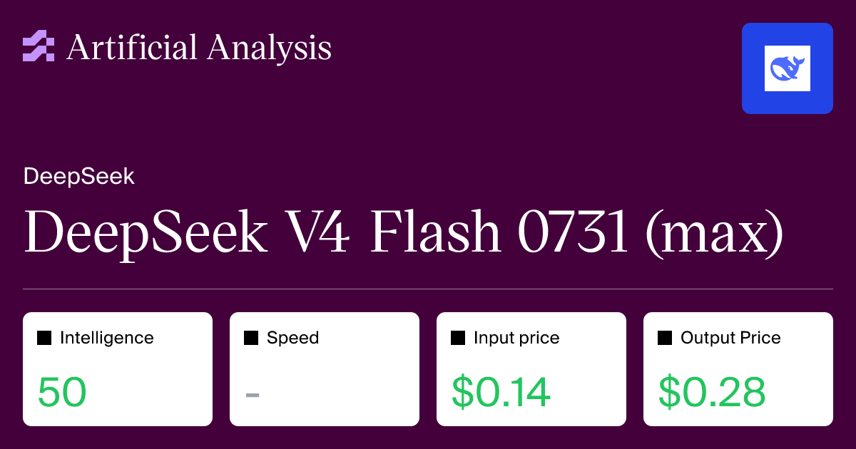 DeepSeek V4 Flash 0731 Intelligence, Performance and Price Analysis