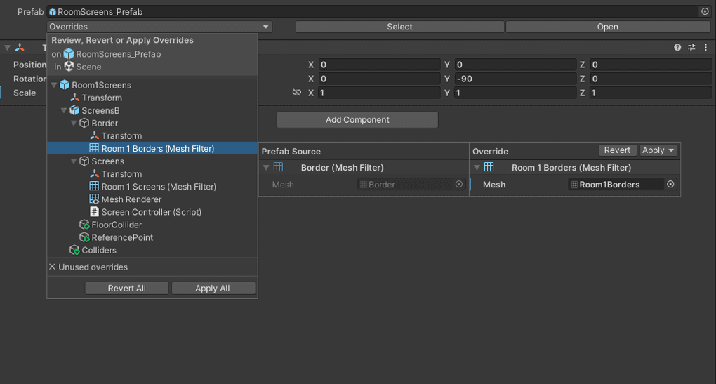 Changes cannot be applied to a model Prefab.