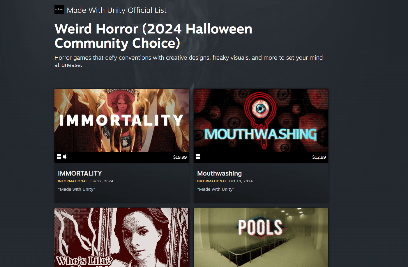 Steam page