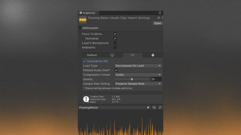 Optimize the Import Settings of your AudioClips.