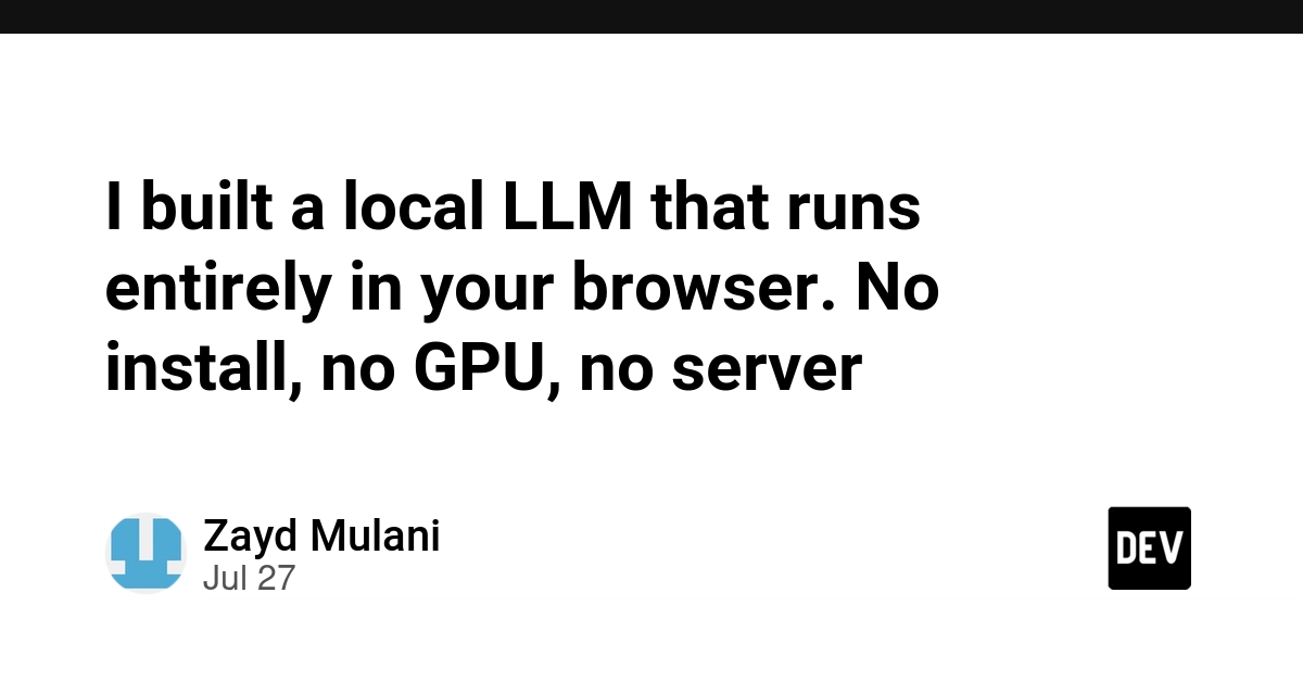 I built a local LLM that runs entirely in your browser. No install, no GPU, no server