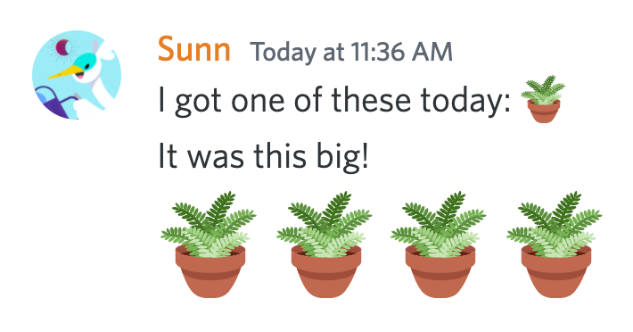 A user sending a normal emoji within a message. They then send a message with only emojis, causing them to get larger.