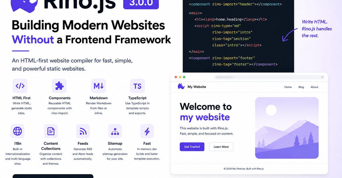 Rino.js 3, Building Modern Websites Without a Frontend Framework