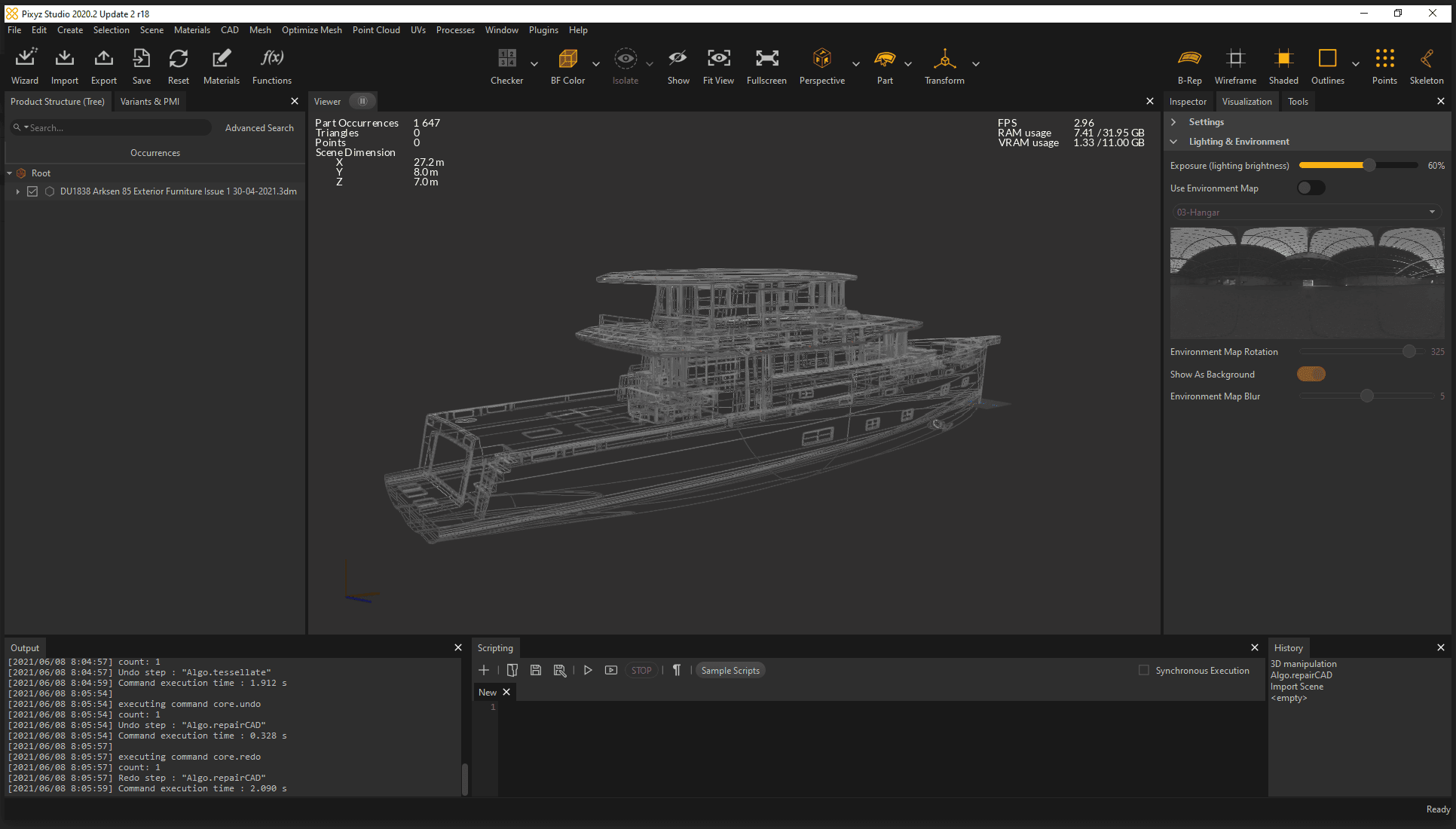 The model data was optimized with Pixyz Studio prior to importing into Unity Forma.