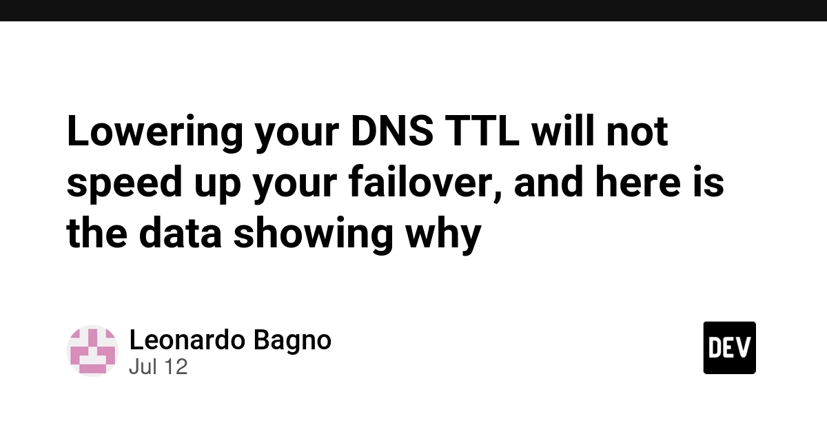 Lowering your DNS TTL will not speed up your failover, and here is the data showing why