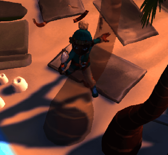Game image showing the visual effects of using SMAA + blur on dither