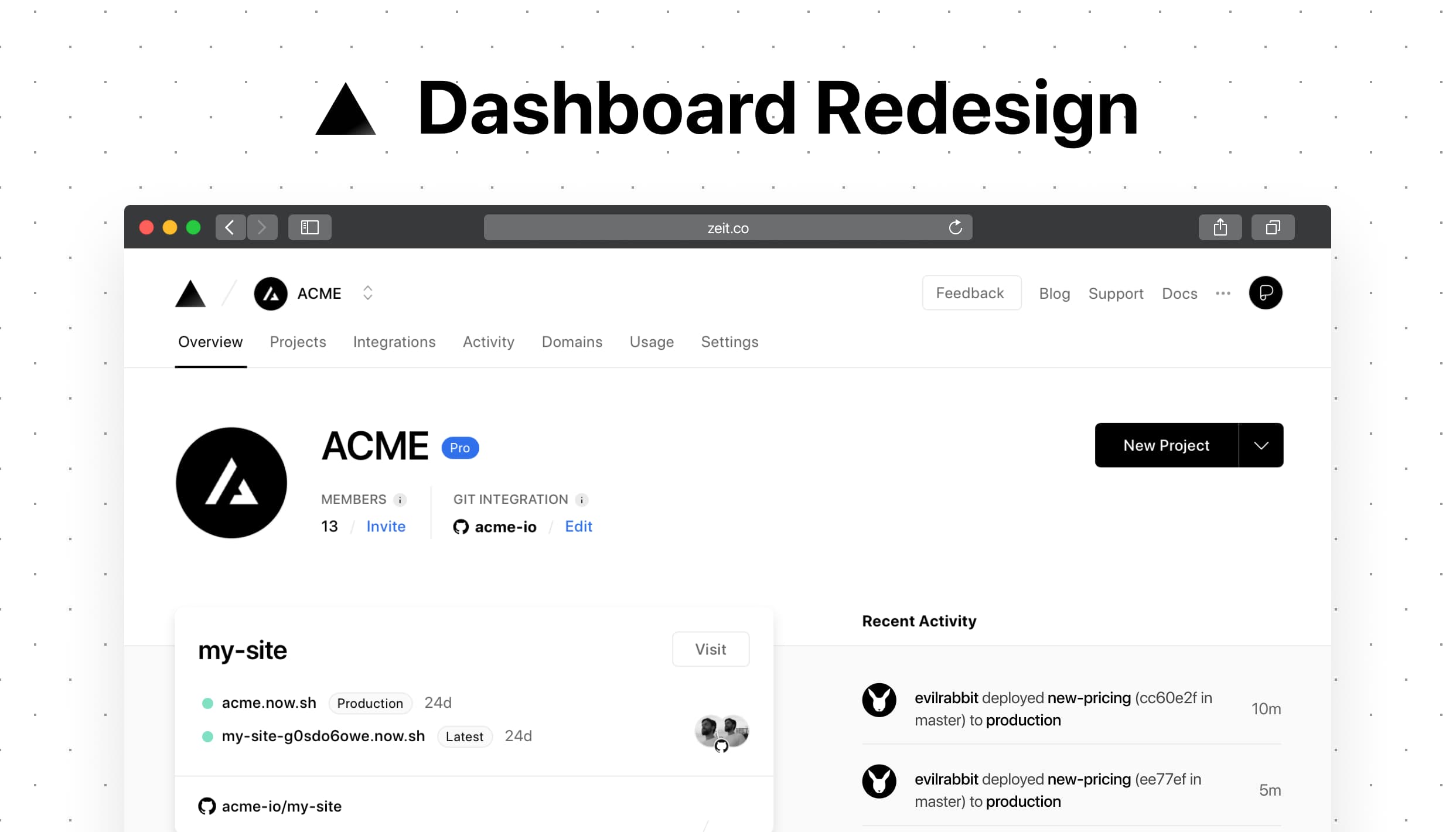 Dashboard redesign