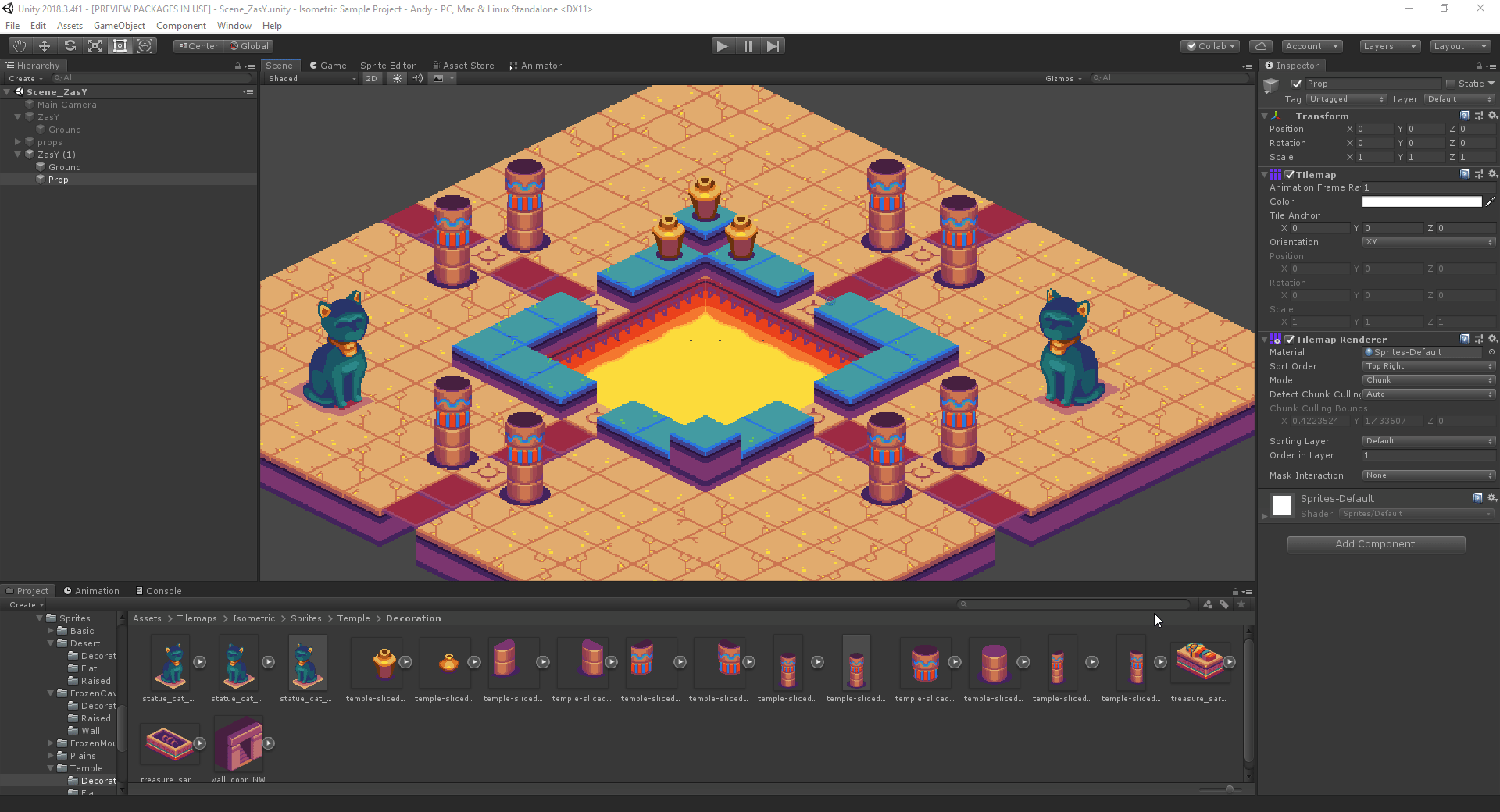 Animated GIF of Tilemap Colliders.