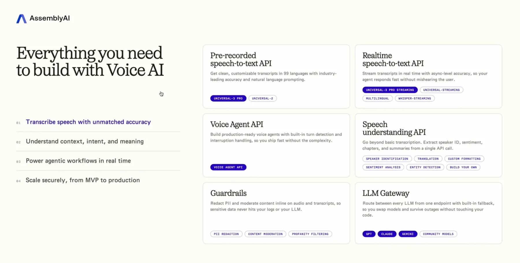 AssemblyAI features