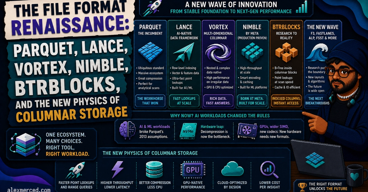The File Format Renaissance: Parquet, Lance, Vortex, Nimble, BtrBlocks, and the New Physics of Columnar Storage