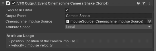 Image of the in-editor VFX Output Event