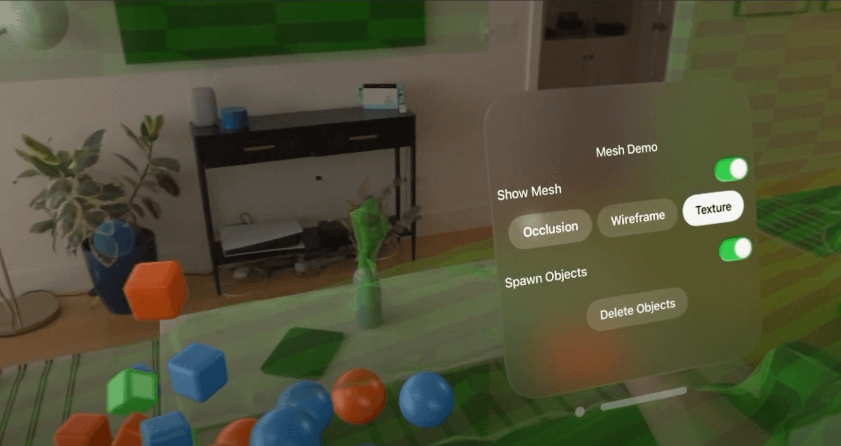 AR Foundation meshing menu