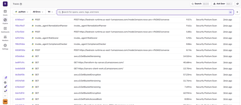 After fix - all agent spans proportional, SecurityScanner no longer the bottleneck