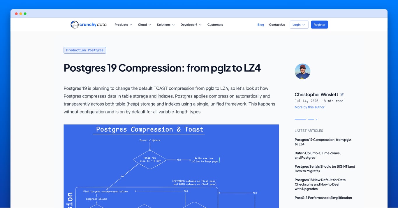 Postgres 19 Compression: from pglz to LZ4