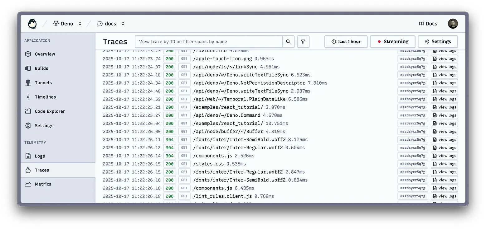 application traces