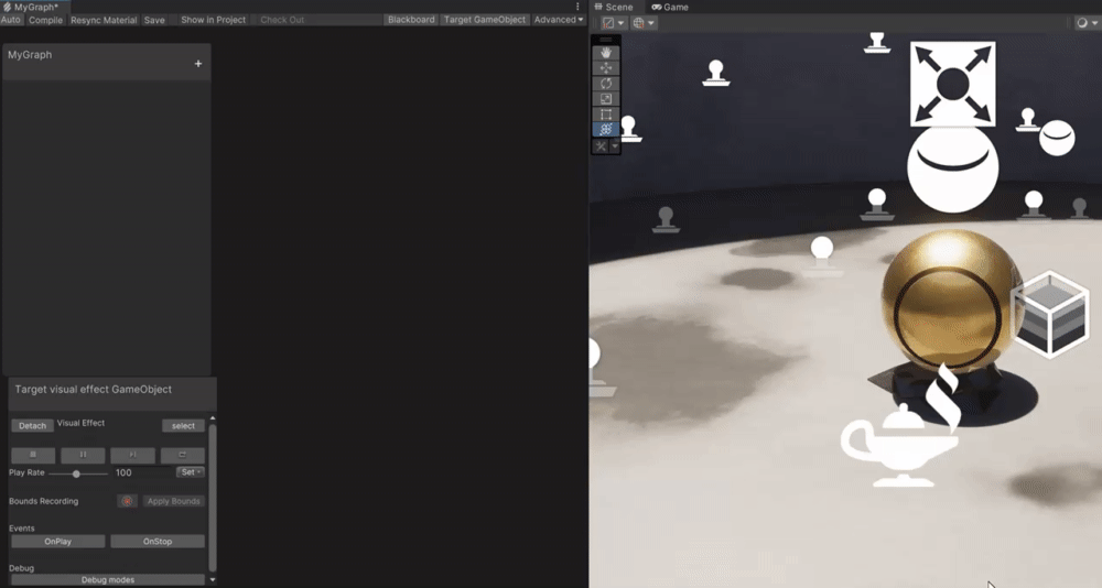 Showcasing different effects in-editor