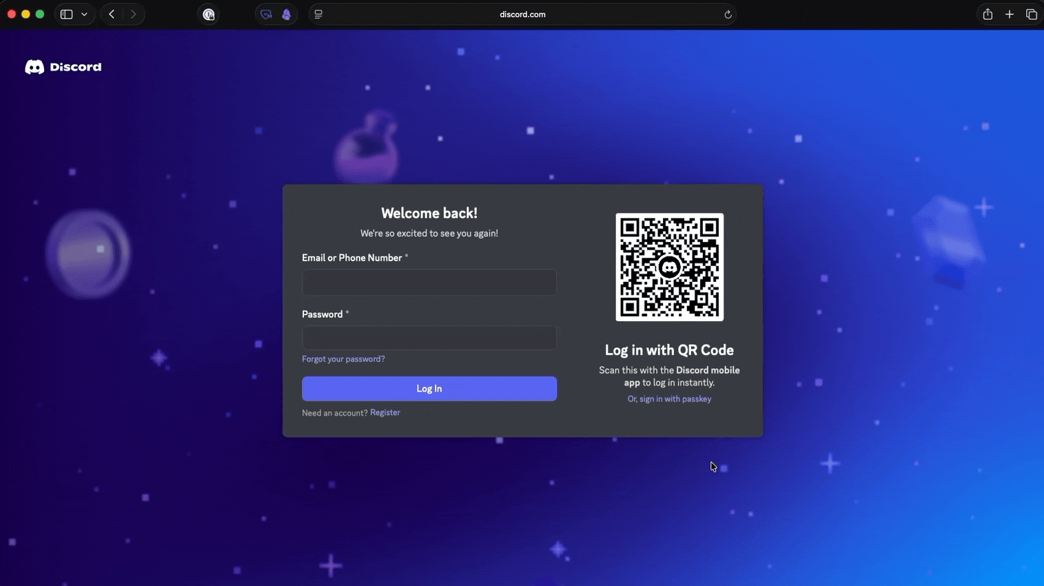 Passkey login demonstration.