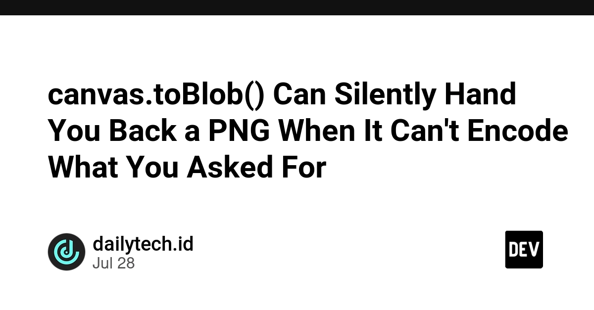 canvas.toBlob() Can Silently Hand You Back a PNG When It Can't Encode What You Asked For