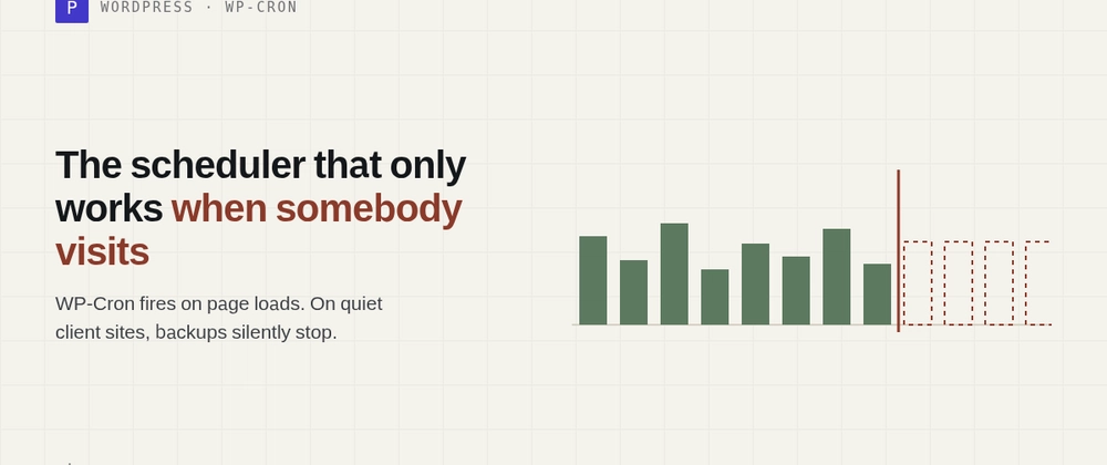 Cover image for WordPress cron not running — the scheduler that only works when somebody visits