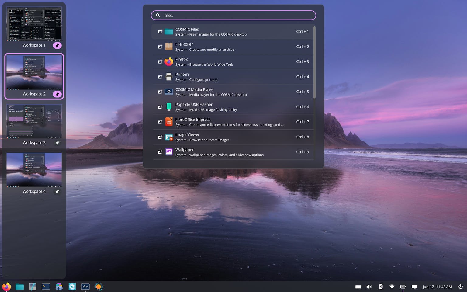 Launcher search feature in COSMIC DE