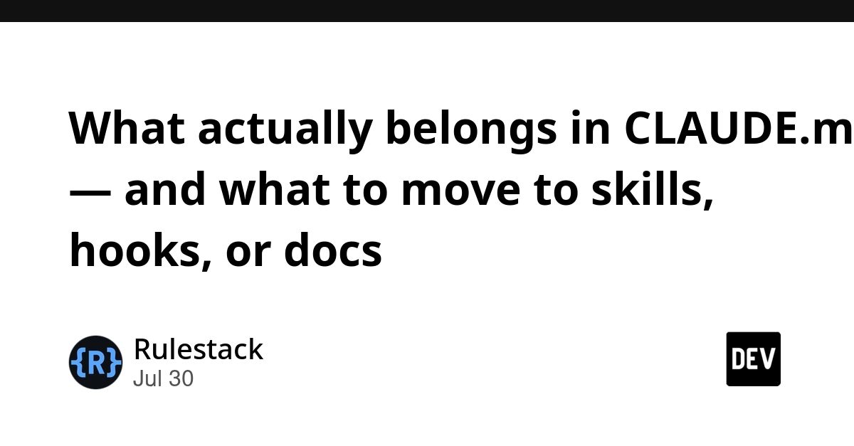 What actually belongs in CLAUDE.md — and what to move to skills, hooks, or docs