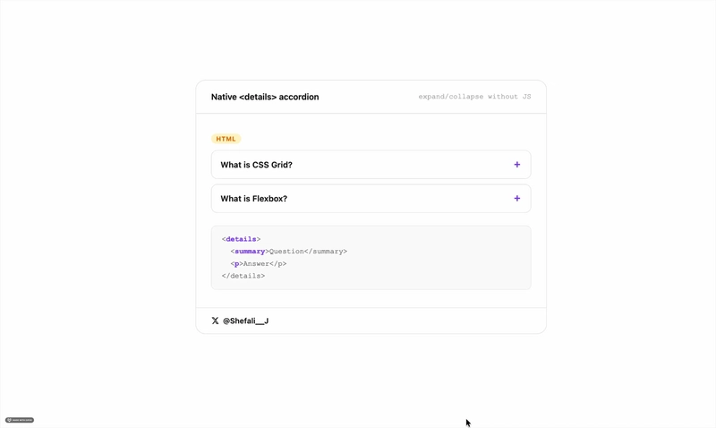 Native details and summary (Accordion Without JS)