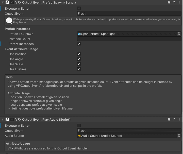 Image depicting the VFX Output event prefab spawn