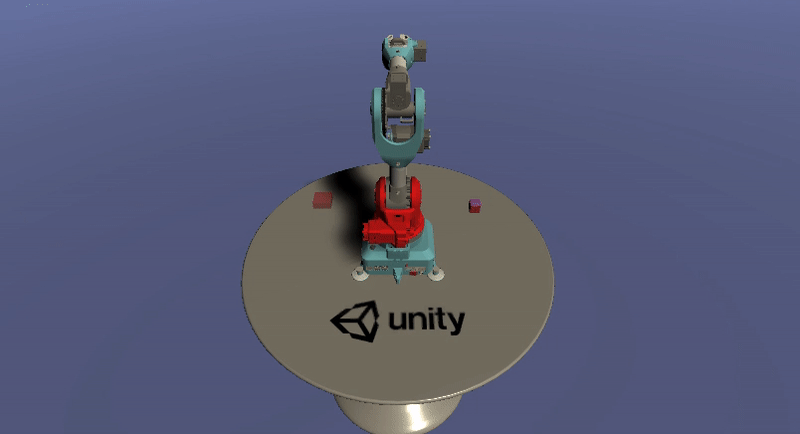 Example of Niryo One Unity asset, created after importing the URDF file above.