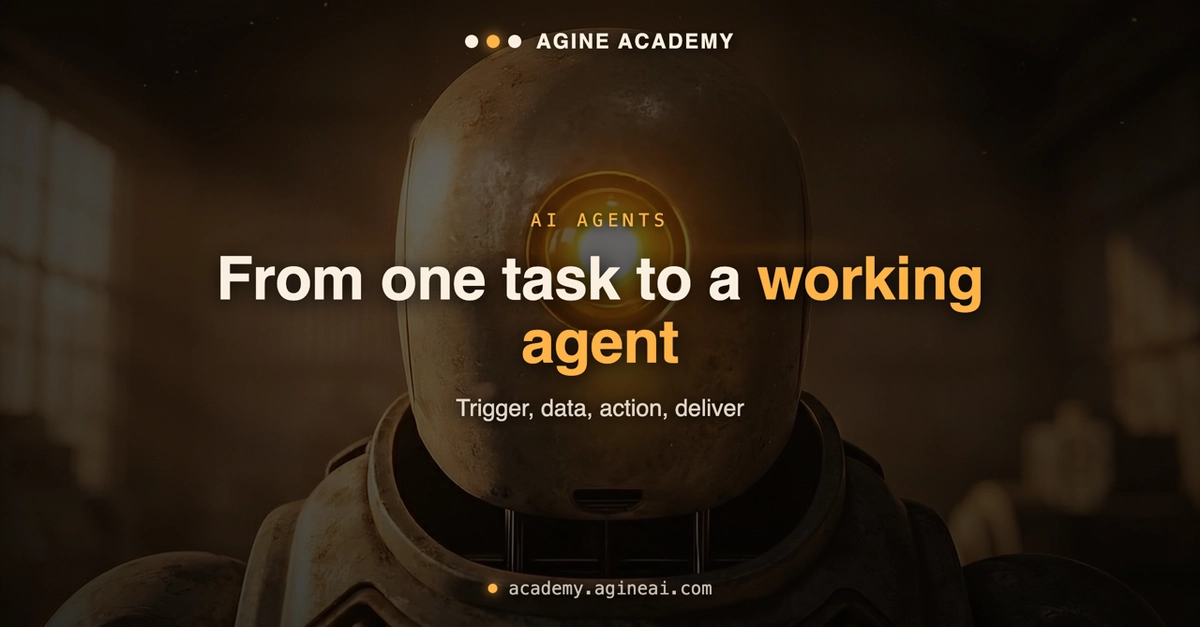 From One Task to a Working Agent: Trigger, Data, Action, Deliver
