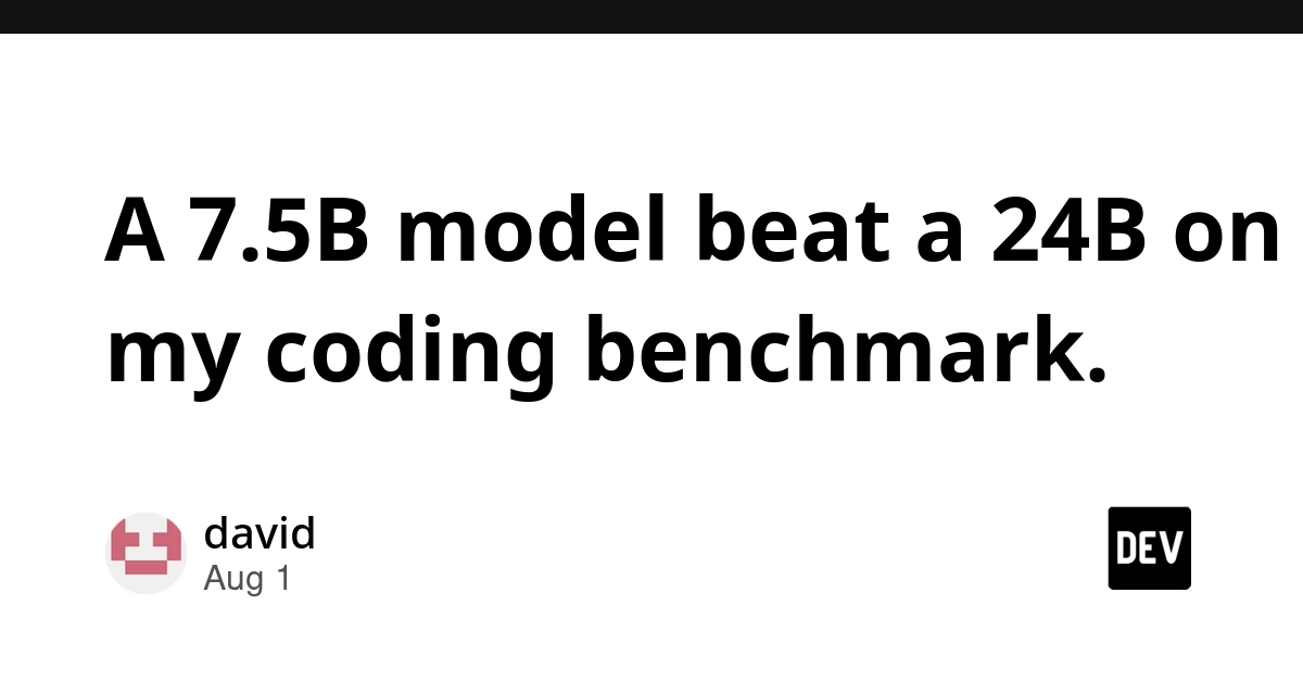 A 7.5B model beat a 24B on my coding benchmark.