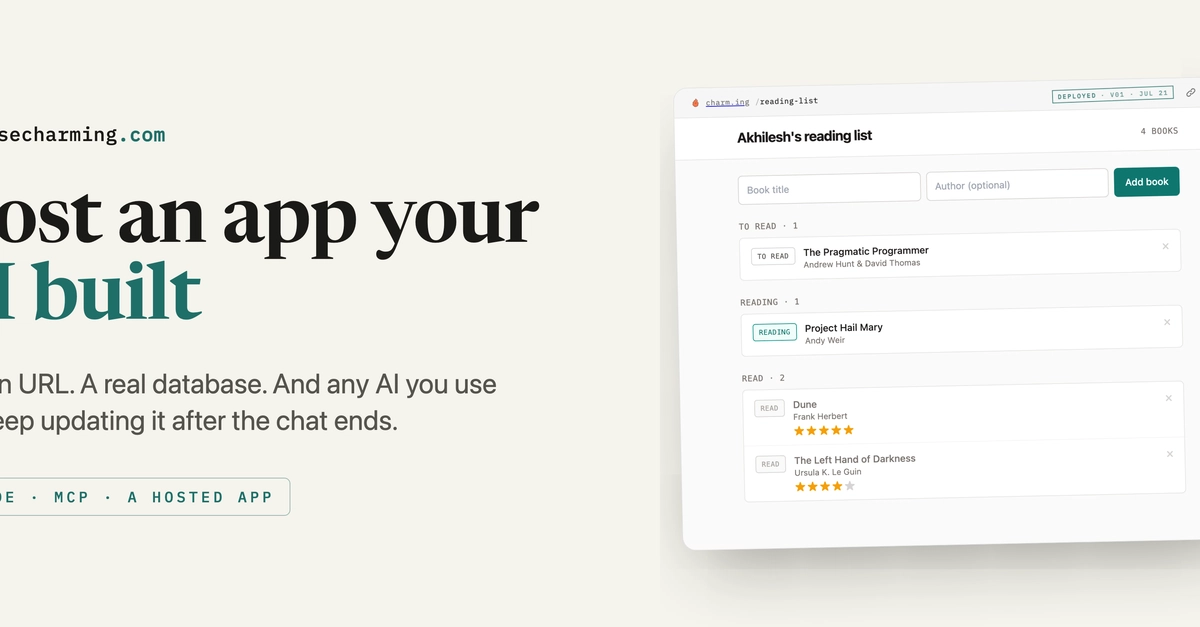 How to host an app your AI built: its own URL and saved data