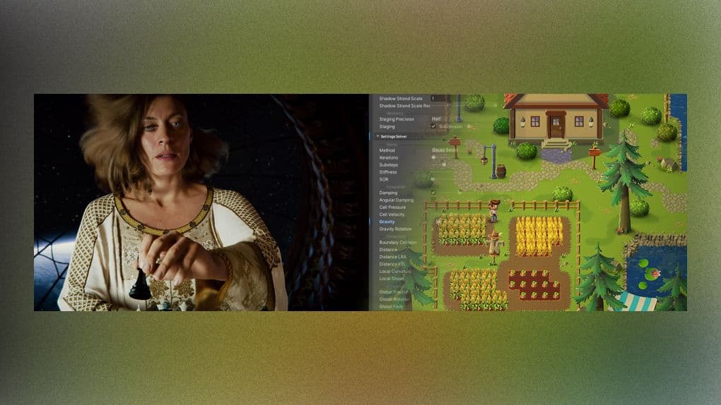 Side-by-side stills from Unity’s Enemies and Happy Harvest demos