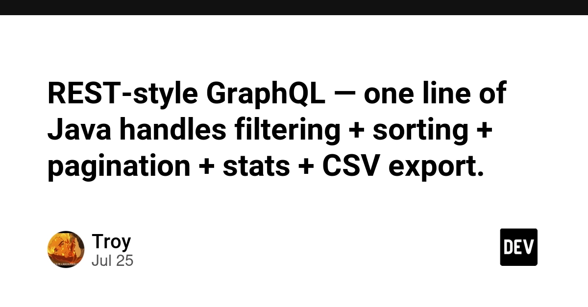 REST-style GraphQL — one line of Java handles filtering + sorting + pagination + stats + CSV export.