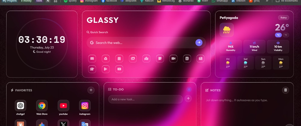 Cover image for How I built Glassy: A fast, local-first glass new tab extension for Chrome