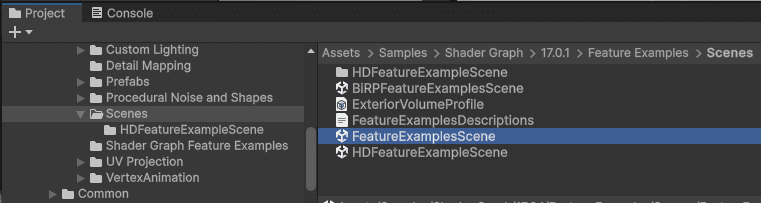 Selecting the correct scene to open in the Project window