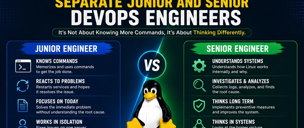 Cover image for The Linux Skills That Separate Junior and Senior DevOps Engineers: A Practical Comparison