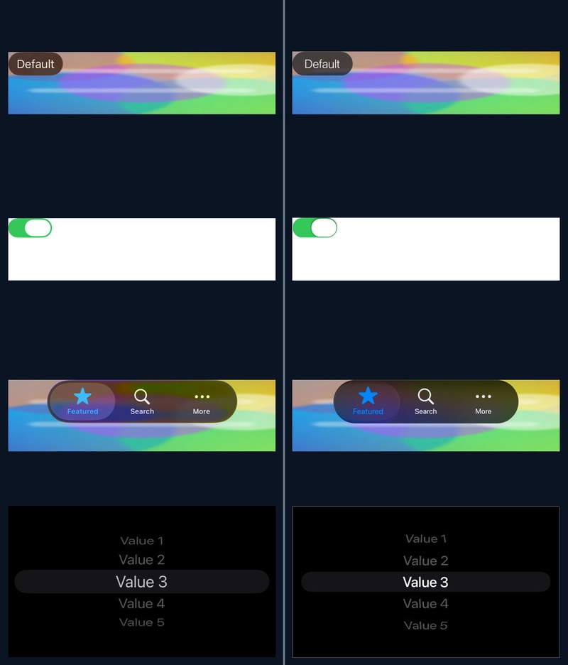 Native iOS controls beside Codename One iOS Modern controls