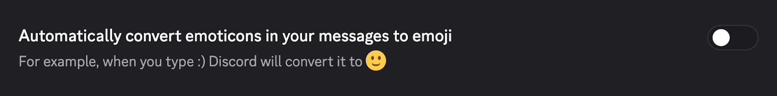 The settings option to toggle “Automatically convert emoticons in your messages to emoji.”
