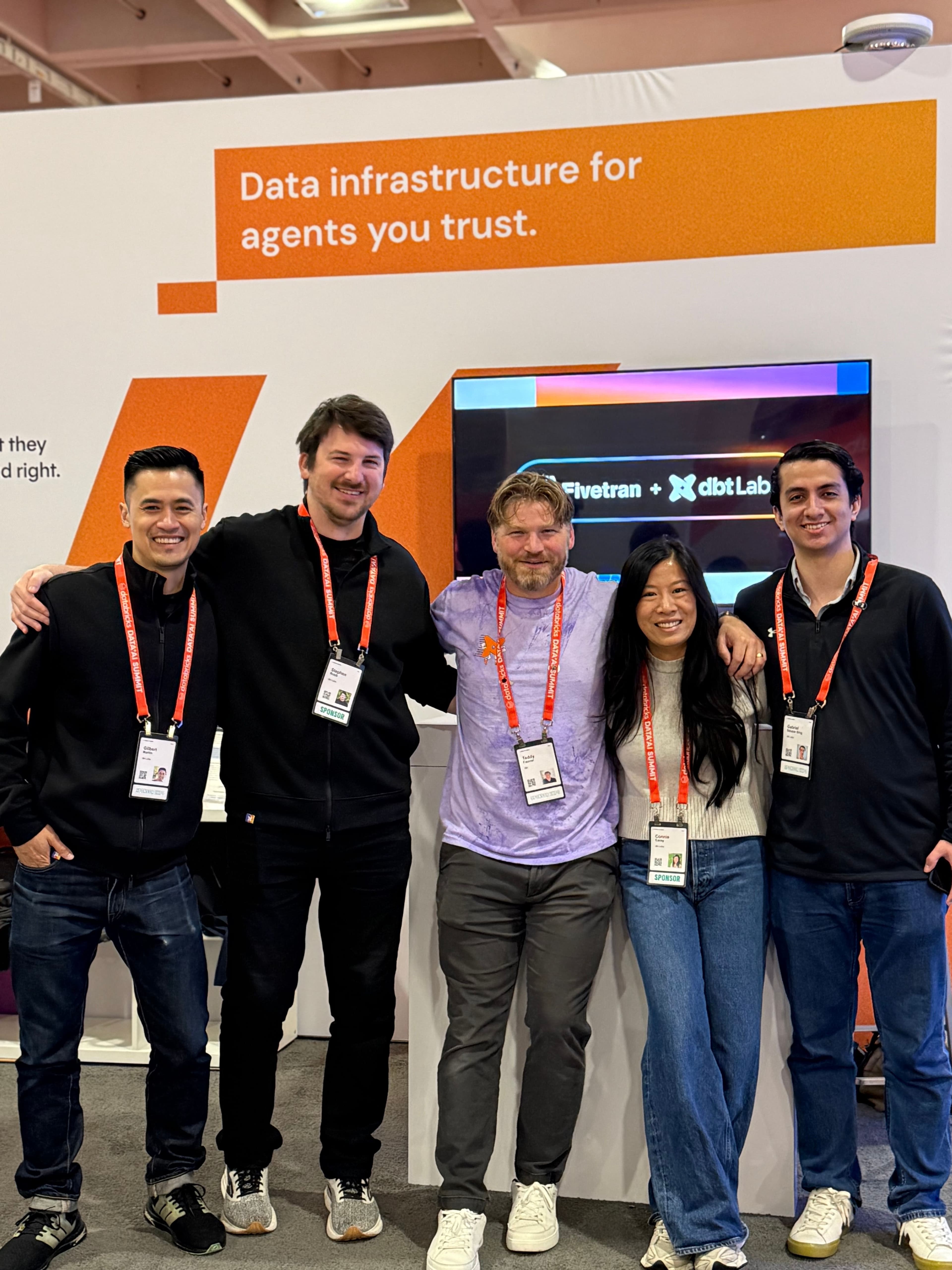 photograph of dbt staff at Databricks Data + AI Summit