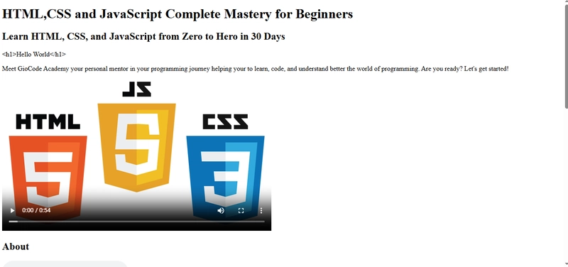 An image about the webpage of the project using HTML