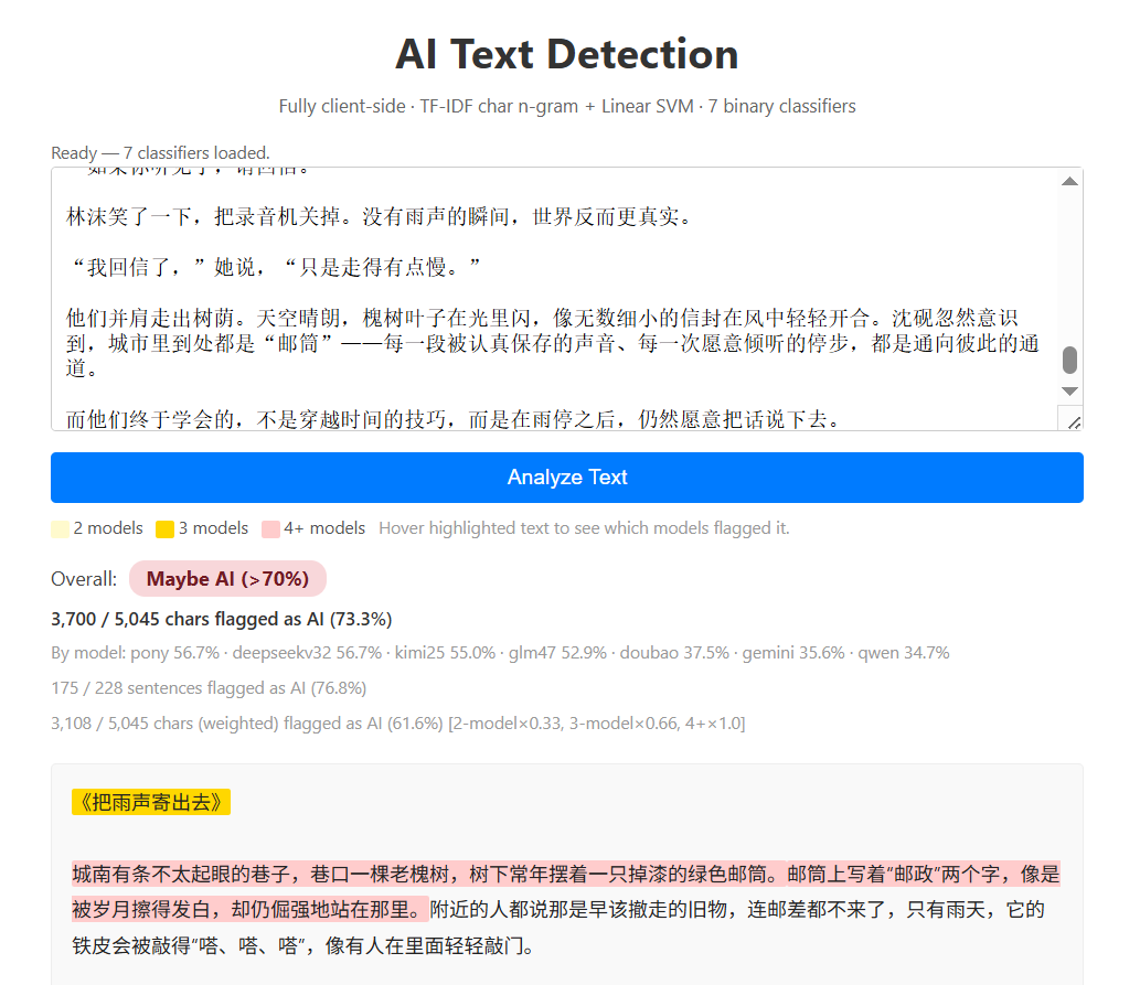 Detecting LLM-Generated Texts with “Classical” Machine Learning