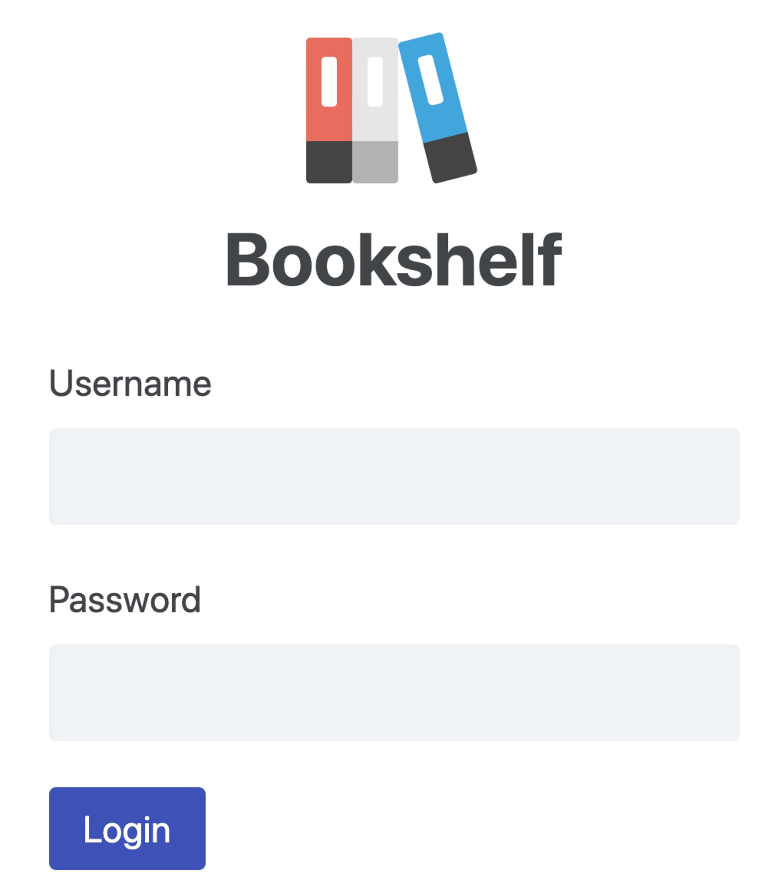 Login form from the Bookshelf App
