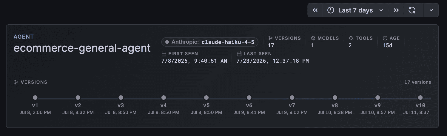 Agent versioning view in Grafana Agent Observability