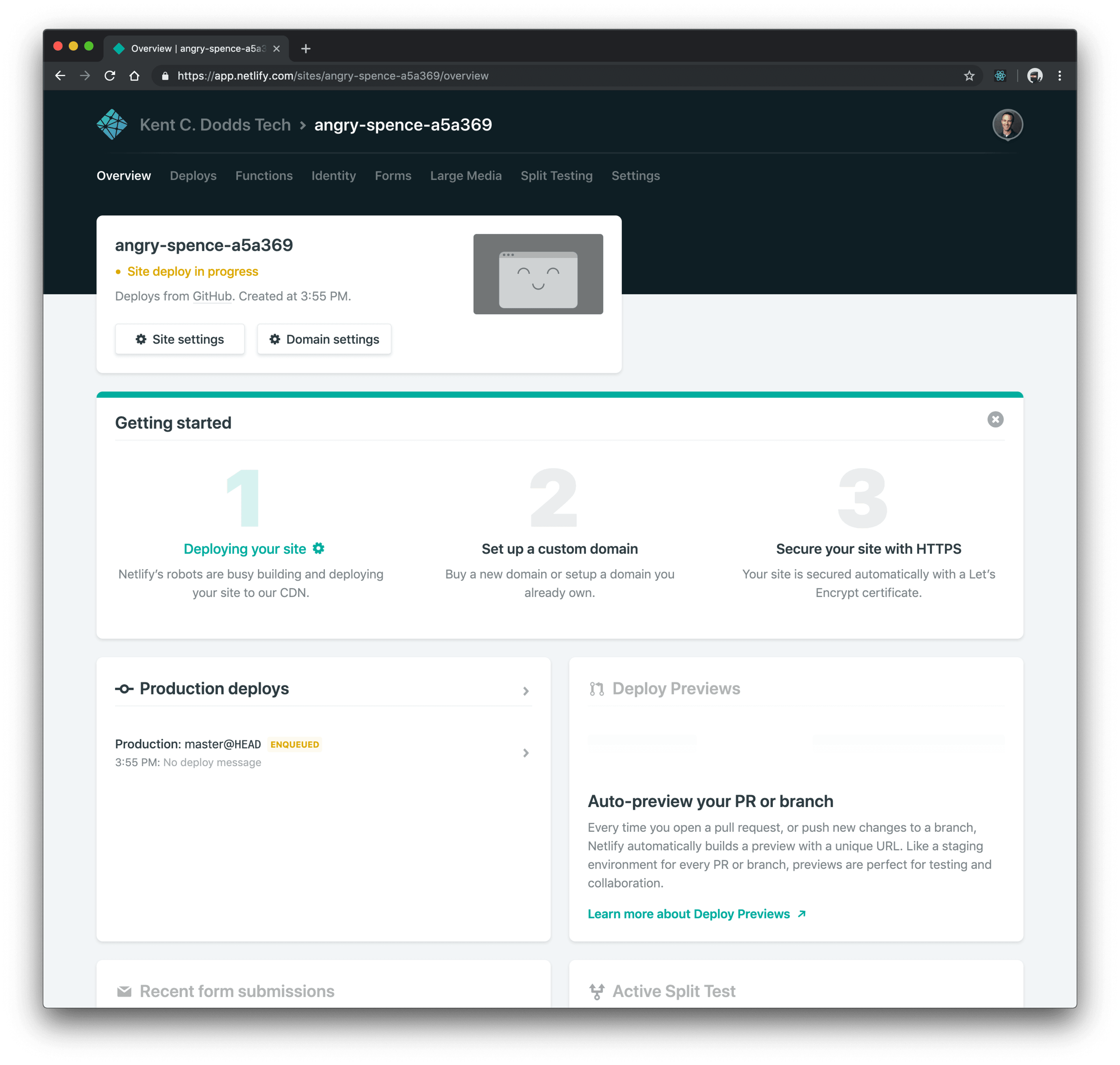 Overview page