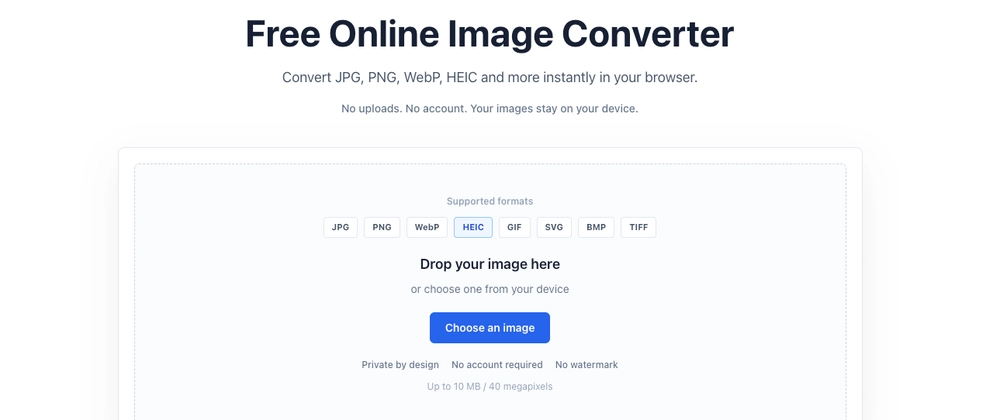Cover image for A Privacy-Friendly Image Converter That Works Entirely in Your Browser