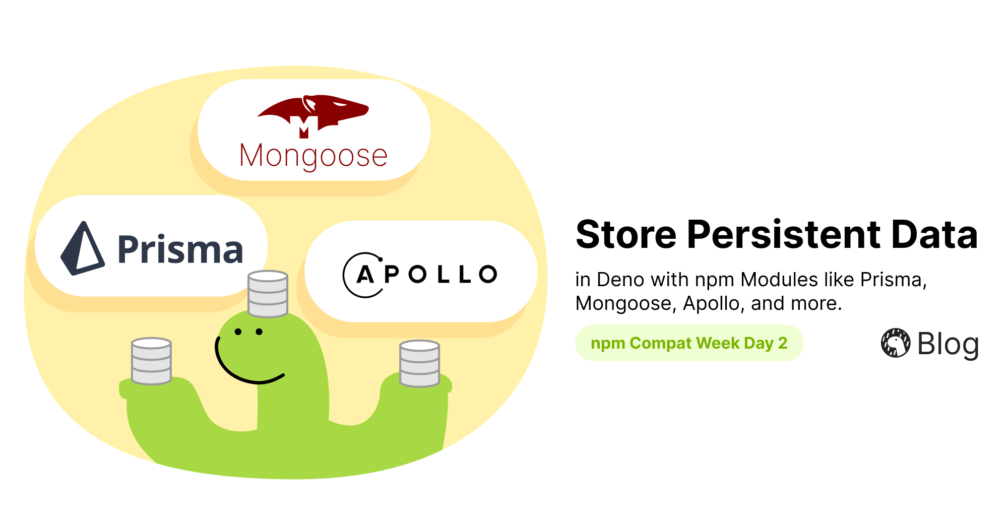 Persist Data in Deno with npm using Prisma, Mongoose, Apollo, and more.