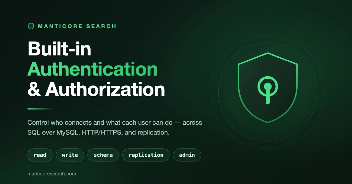 Built-in authentication and authorization for Manticore Search