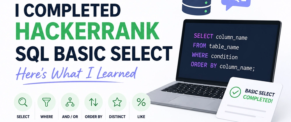 Cover image for I Completed HackerRank SQL Basic Select .Here's What I Learned...
