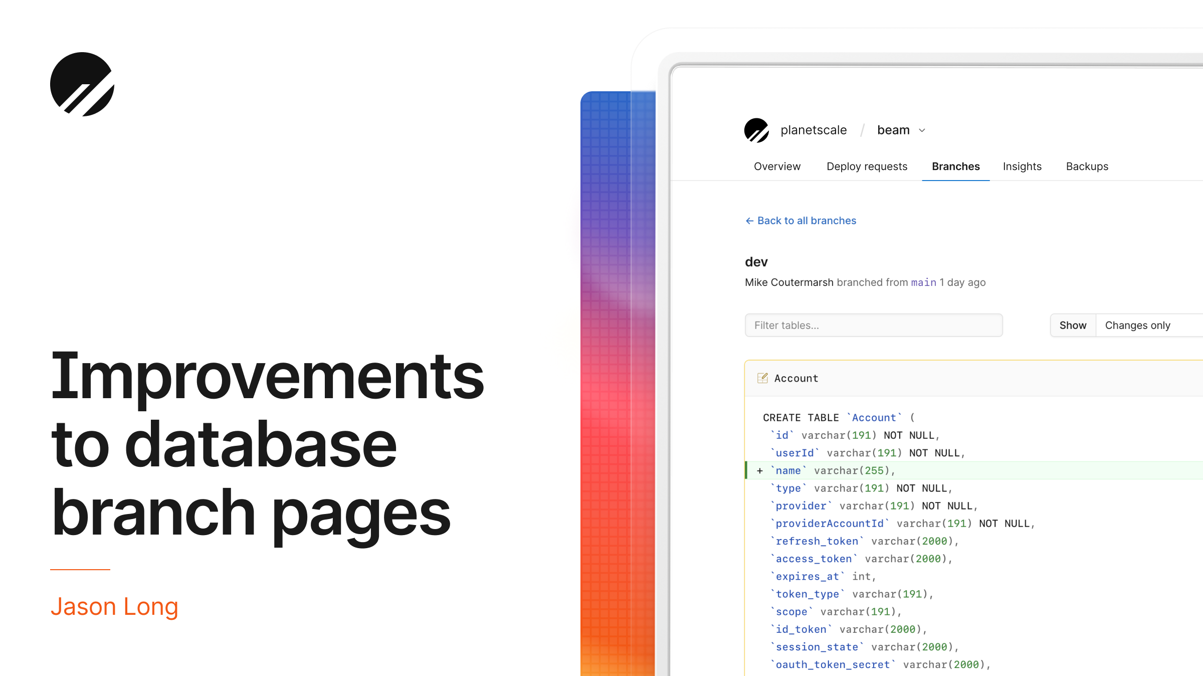 Improvements to database branch pages