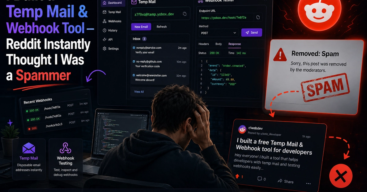 I Built a Temp Mail & Webhook Tool — Reddit Instantly Thought I Was a Spammer